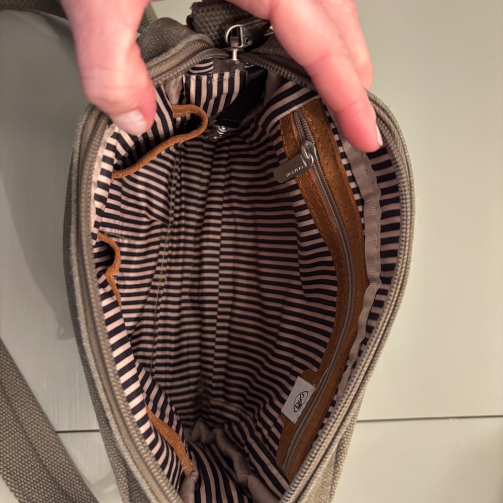 Travelon Olive Green Crossbody Bag with Brown Accents - Picture 5 of 9